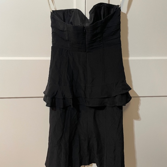 Nanette Lepore Black Silk Strapless Tiered Dress